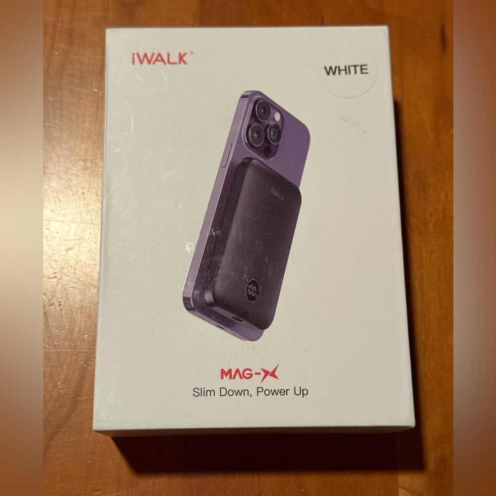 New iWalk White Power Bank for iPhone.
